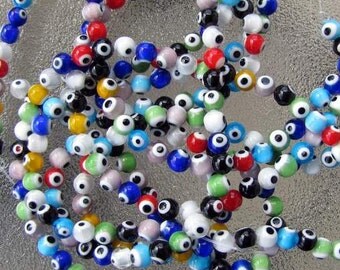 14.5" strand 8mm round evil eye lampwork beads