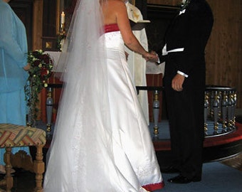 Cathedal wedding veil with blusher - 2 layer bridal veil.