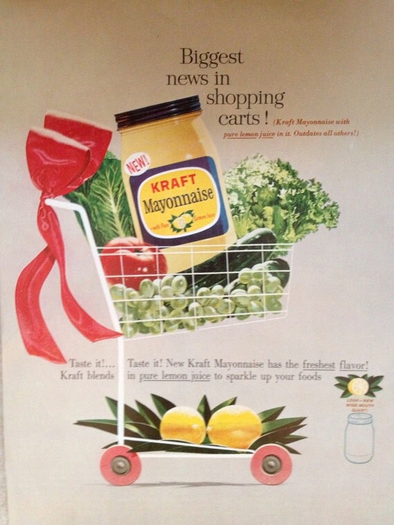Vintage Kraft Mayonnaise Ad, Paper Ephemera from a 1962 Ladies Home