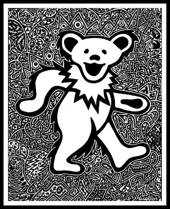 Items similar to 11" x 15" Grateful Dead Bear Poster - Black and White