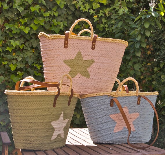 Bag Straw Bag with leather straps Tote bag Beach Bag