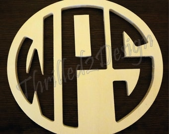 28 inch Reversed Cut connected Circle Wooden Monogram Letters - Wedding, Nursery, Home Decor