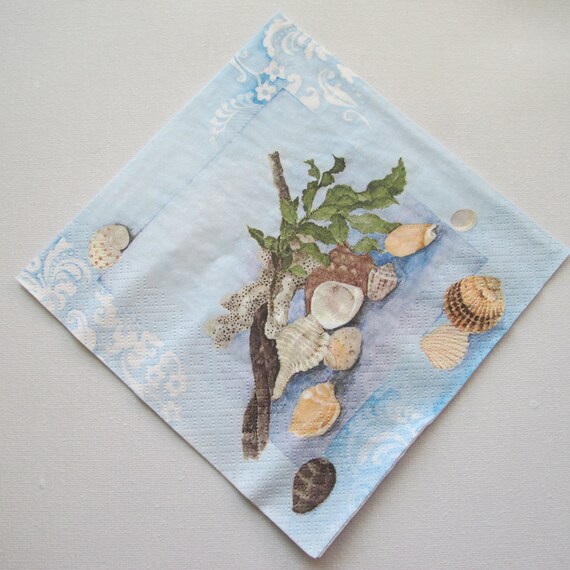 Seashells Paper napkin for decoupage by NapkinsDeco on Etsy