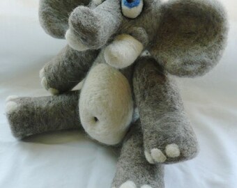 Ernest P Fant - A needle felted all wool Elephant  Art Doll