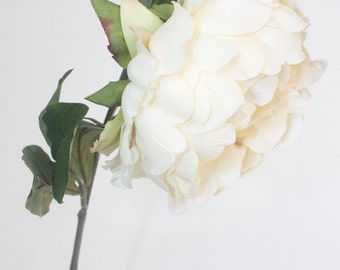 silk flower spray - STUNNING Artificial Peony in Ivory Cream on Stem - 19 inches - artificial flower - ITEM 0911