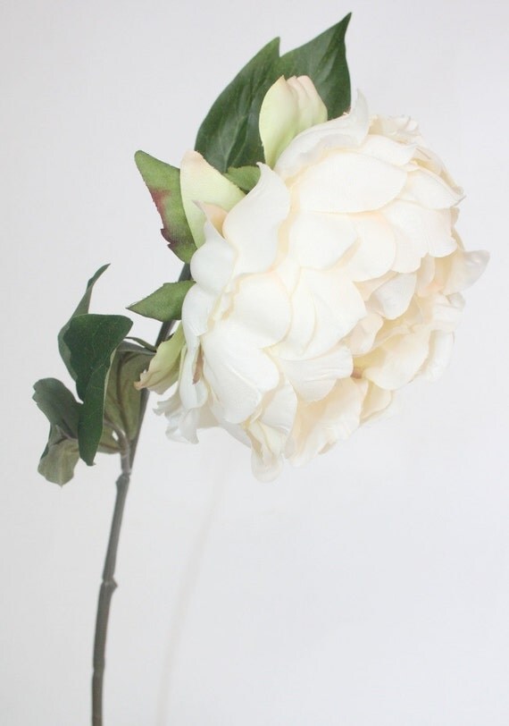 silk flower spray STUNNING Artificial Peony in Ivory Cream