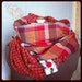 LAST ONE reversible Infinity Scarf in red plaid --infinite season circle scarf with button tab closure, Mountain Sunset.