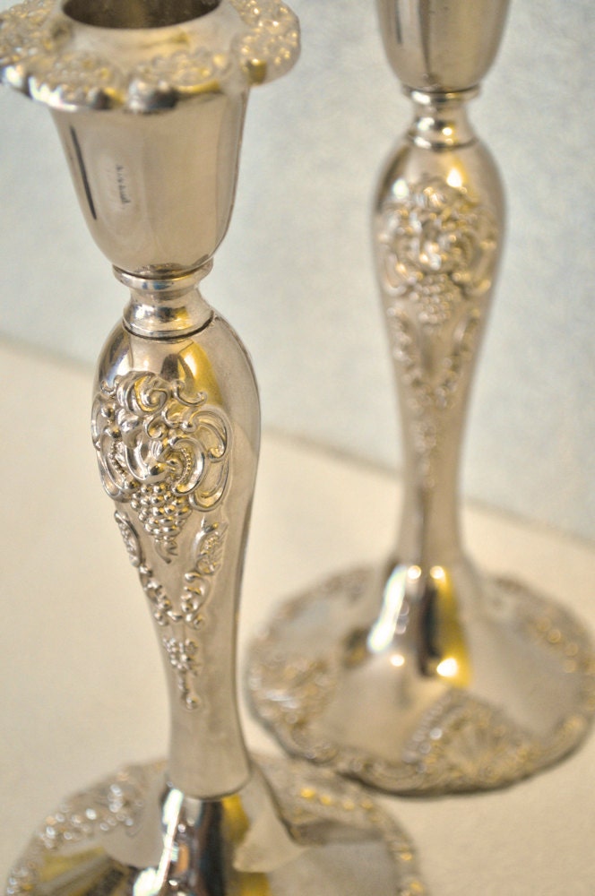 Godinger Silver Candlesticks Pair Grape Motif by hiddenblessings