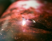 SALE Vintage cut glass triangle antique bronze ring