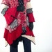 Sweater Coat, Red, Black and White Norwegian Pattern , Petunia Style, Size Medium ( 10-12-14)