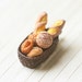 Bread Basket Pendant - French Bread Pendant - Miniature Food Jewelry