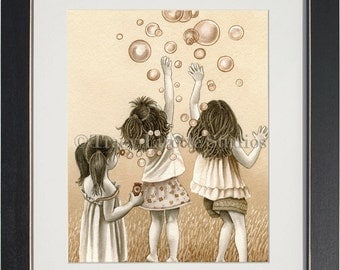 Bubbles - archival watercolor print by Tracy Lizotte