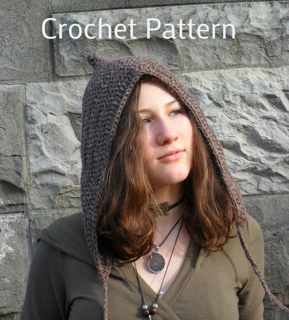 Items similar to Crochet Pattern for Pixie Woodland Hood Pointy Hood