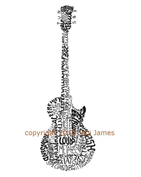 electric guitar art typography drawing gibson by electric guitar art typography drawing gibson by