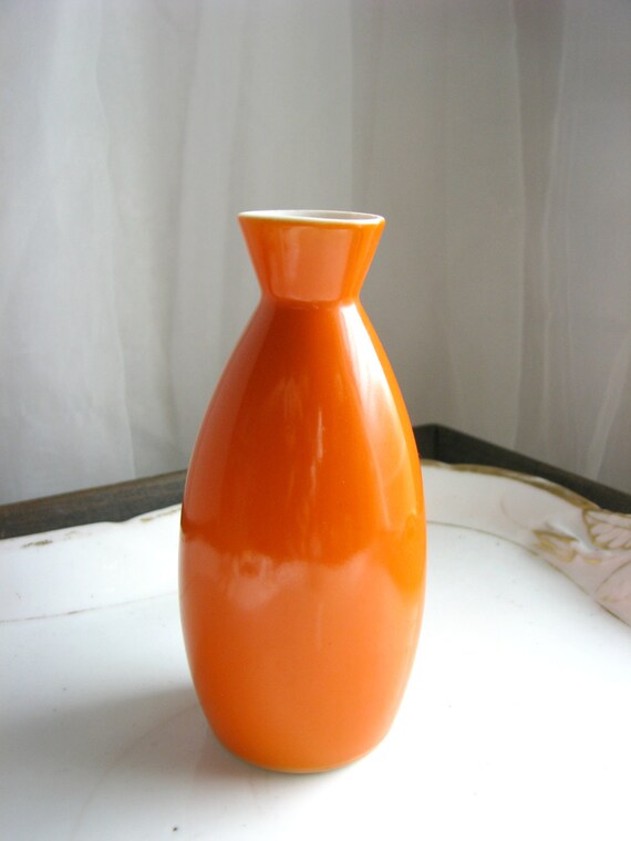 Vintage Small Orange Vase Made in Japan 1960s 1970s