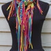 Tie Dyed Rainbow Multi Color Cotton Upcycled T-Shirt Handmade Crochet Scarf