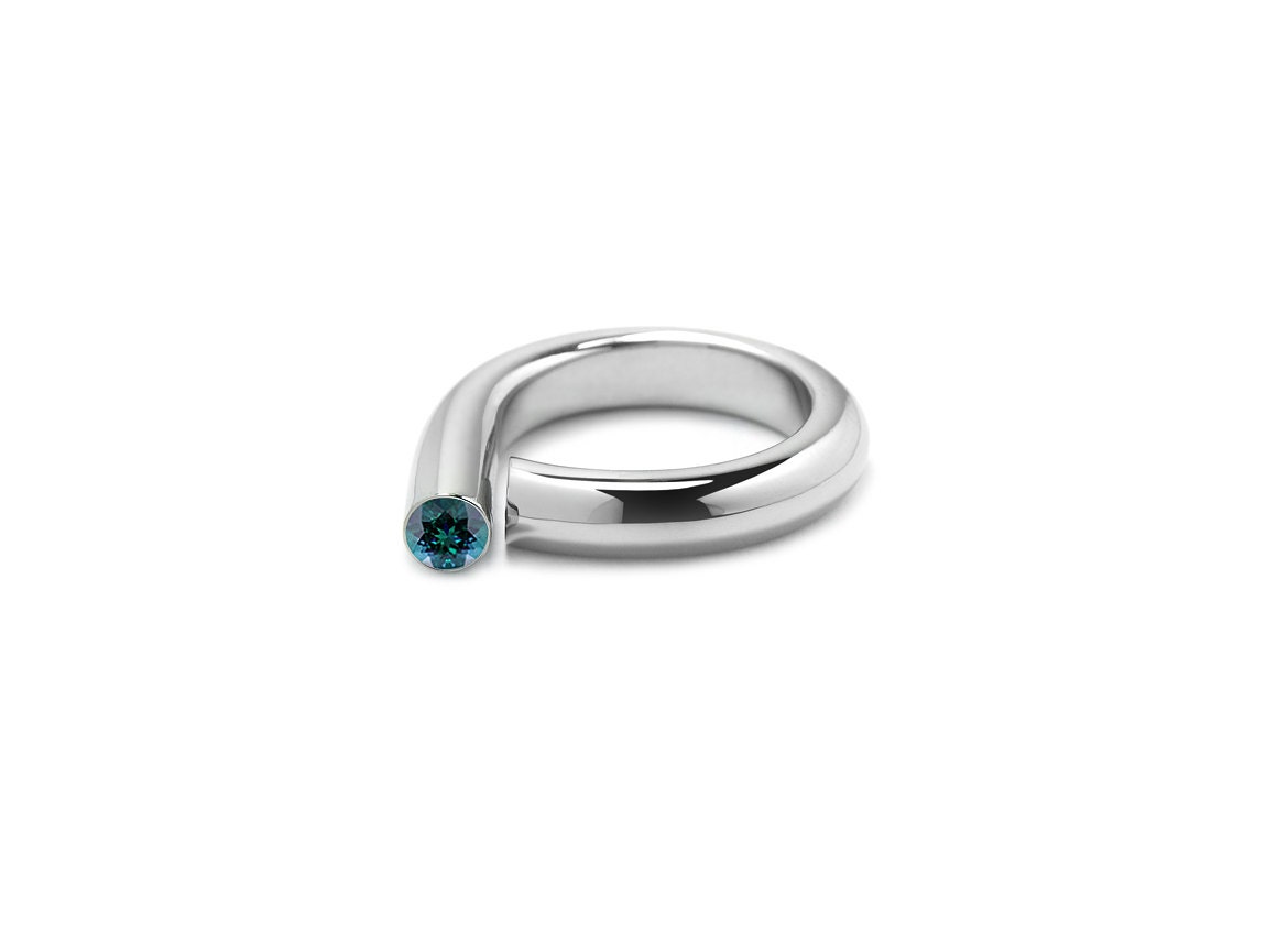 Blue Topaz Pinky Ring in Stainless Steel