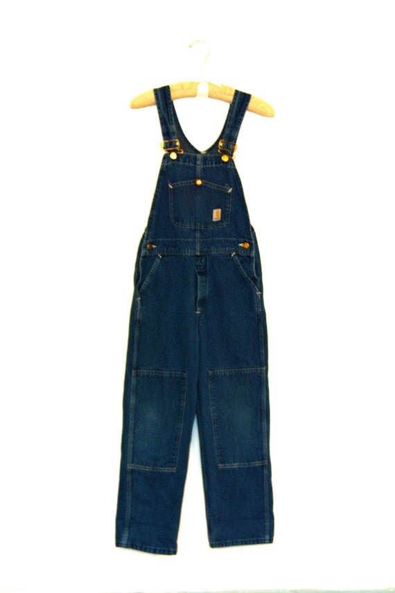 Vintage Carhartt Overalls Dark Blue Denim Long Dungarees Cargo