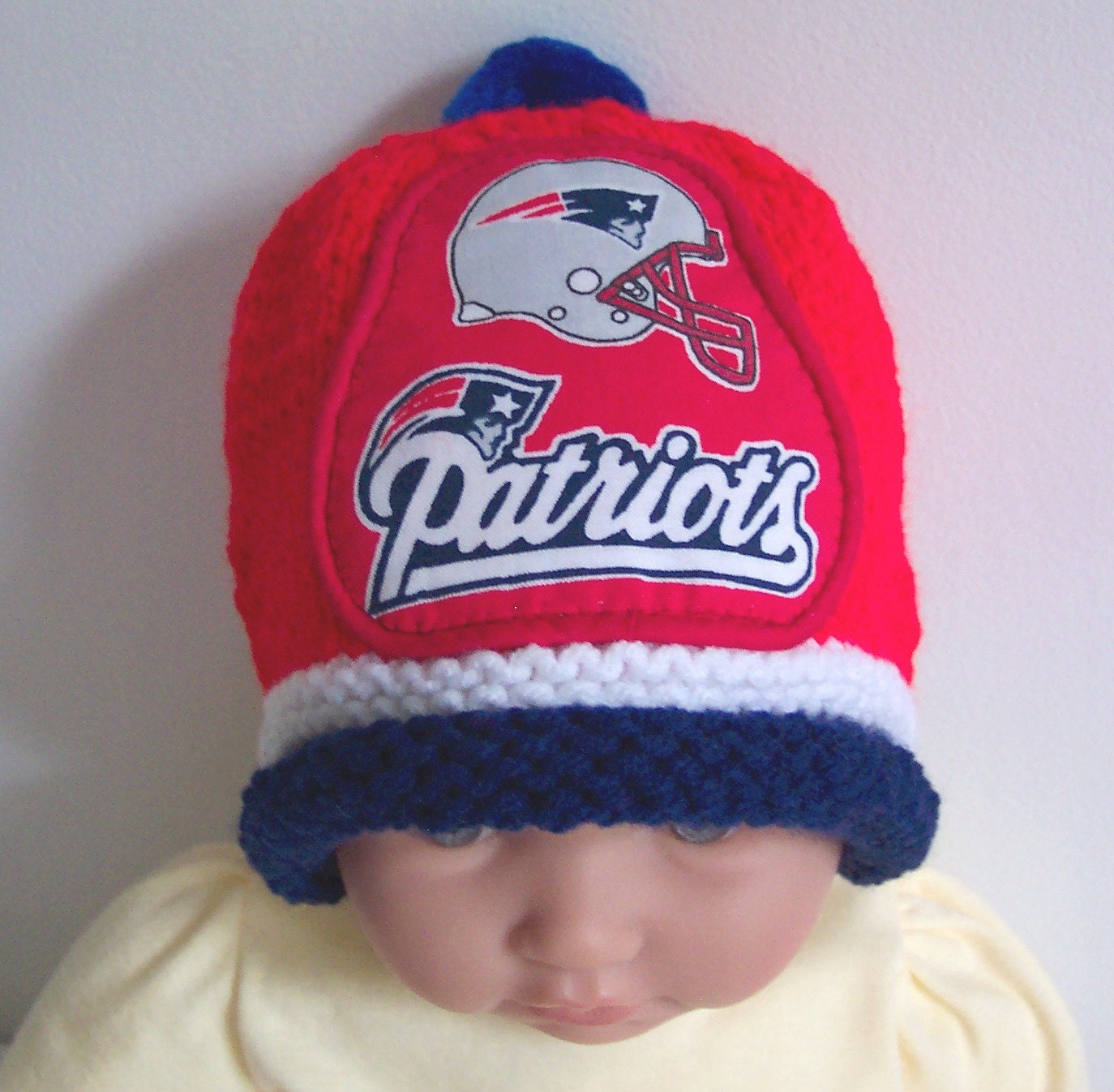 Hand made knit NFL New England Patriots baby by hart2hartcrafts