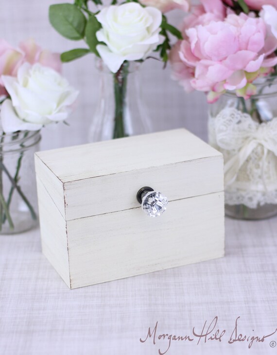 Shabby Chic Recipe Box With Glass Knob Custom Wedding Shower Decor (Item Number MHD20094) by braggingbags