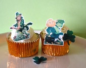 A Very Vintage St Patricks Day - Leprechauns and Shamrocks - Cake & Cupcake toppers - Cupcake Decorations Il_170x135
