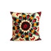 Antique Suzani Pillow - Bright Teal Star on Red - 16 x 16