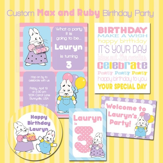 Max And Ruby Party Printable Kit Custom Birthday Invitations