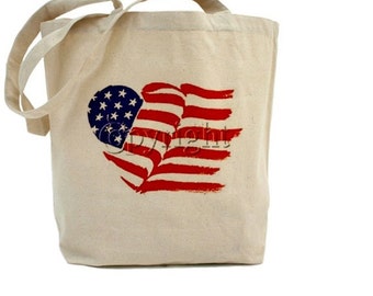 American Flag Tote Bag - Fourth of July - Cotton Canvas Tote Bag ...