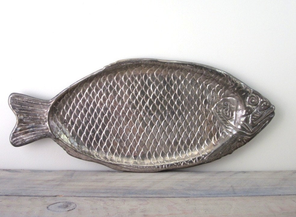 Silver Plate Fish Serving Platter Tray