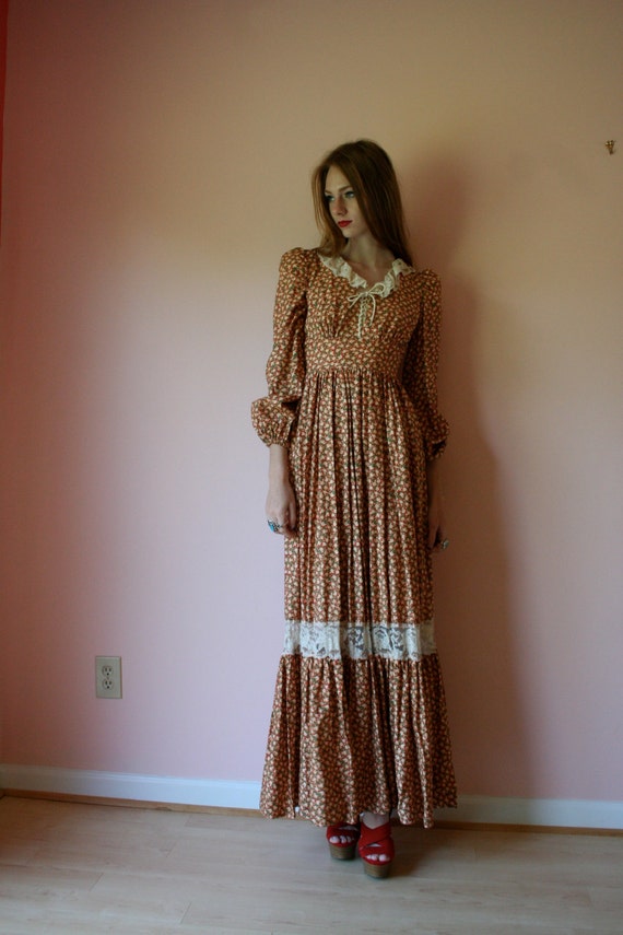 SALE 70s Maxi Dress // Frederick's of Hollywood // Prairie Dress ...