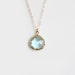 Blue Glass Pendant Necklace - Grace - Gold - SALE