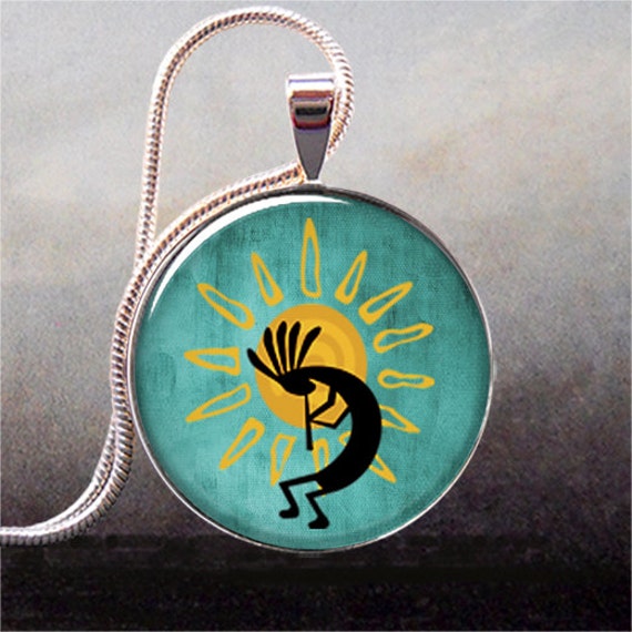 Kokopelli Sun Dance resin pendant Kokopelli by thependantemporium