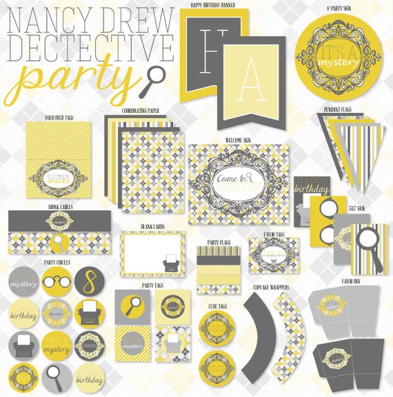Nancy Drew Detective PRINTABLE Party Collection by Love The Day Il_570xn