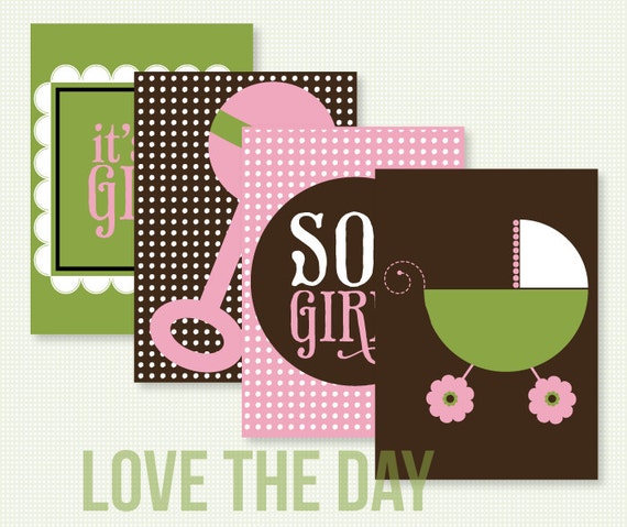 So Girly Baby Shower PRINTABLE 5 by 7 Party Signs (INSTANT DOWNLOAD) by Love The Day Il_570xn