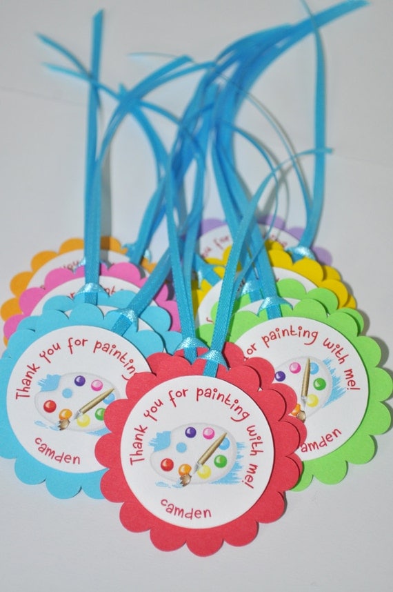 Artist Birthday Party Favor Tags - Thank You Party Favors - Art Painting Party Thank You Tags - Paint Birthday Party Decorations - Set of 12 Il_570xn