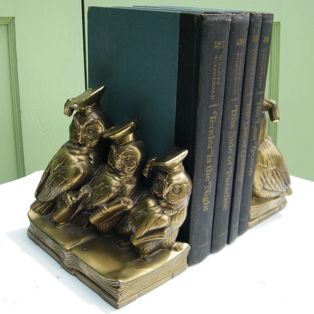 Vintage Owl Bookends Pair in Brass by GloryBDesign on Etsy