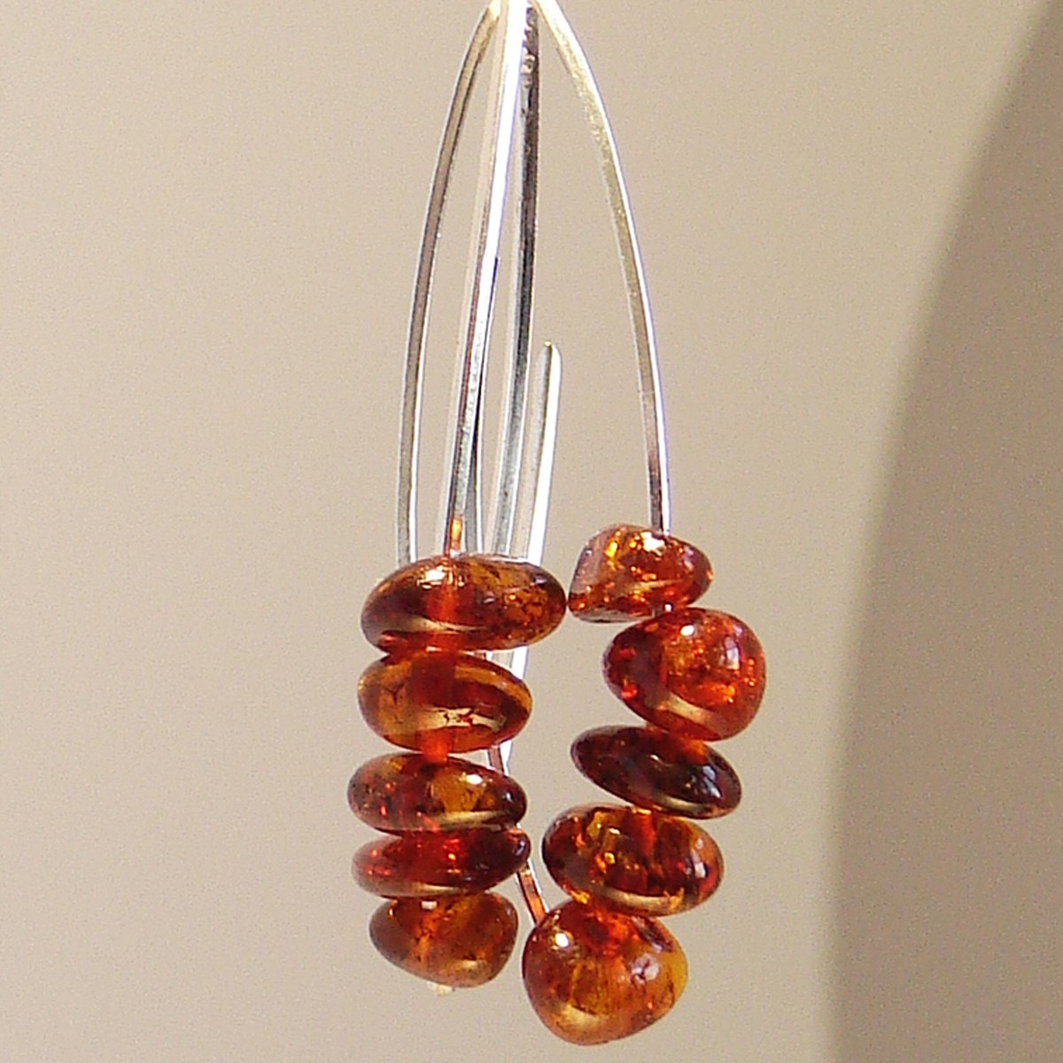 Cognac Amber Sterling Silver Earrings Dark Dreamy Genuine