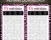 Items similar to INSTANT DOWNLOAD - Word Search Game Cards -- Pink ...