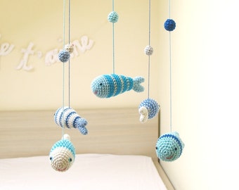 Under the Sea Baby Mobile, Baby Boy Nursery Mobile, Blue Nursery Decor, Baby Shower Gift