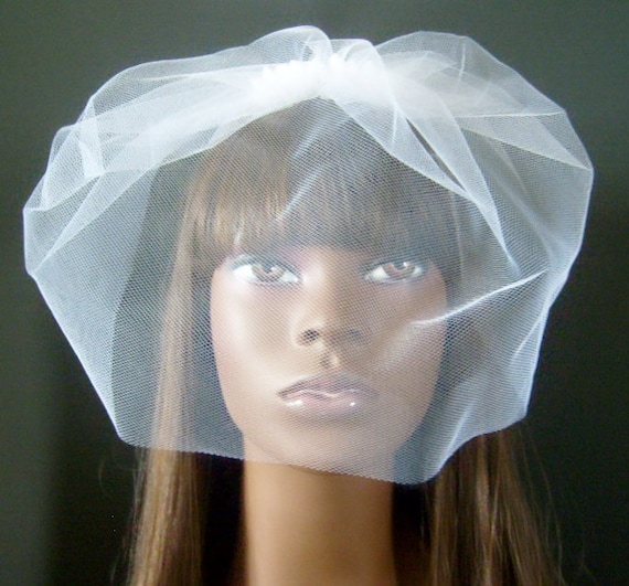 Glam White Tulle Birdcage Veil