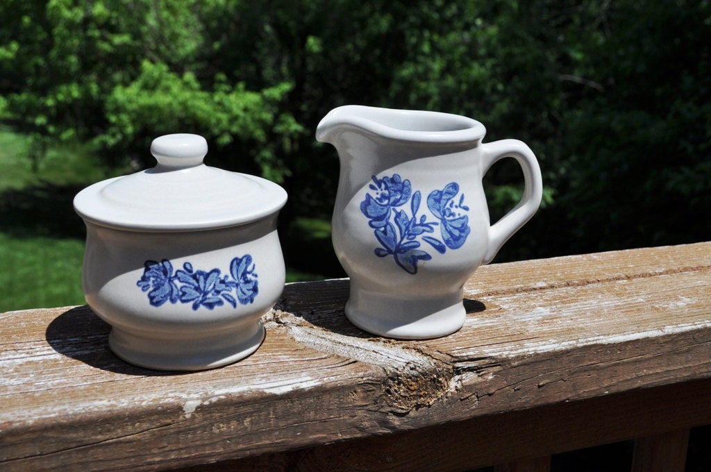 Yorktowne Sugar Bowl and Creamer by Pfaltzgraff Ceramic Country Folk