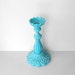 Portieux Vallerysthal Blue Opaline Candlestick, Vintage Blue Milk Glass, Tall Statement Piece