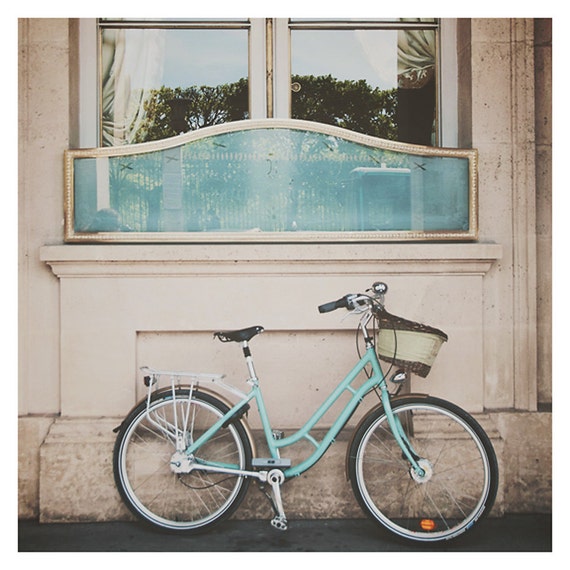 paris photograph, mint, paris bicycle photograph, bicycle photograph, turquoise, teal, wanderlust, color photograph, paris decor, bike