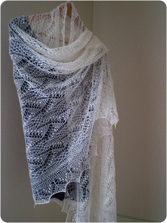 Hand Knitted Wedding Shawl Estonian Lace Stole By Knitandlace 8628