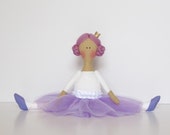 Ballerina doll fabric doll purple white lilac cloth doll stuffed doll softie plush handmade rag doll birthday gift for girls
