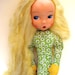 Lovely Vintage Toy Doll Very Long Legs Soft Body Plastic Face Blonde Hair Blue Eyes. Childrens toy 1960s 50s style