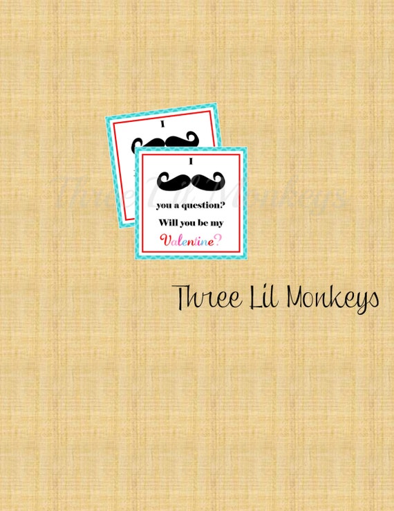 INSTANT DOWNLOAD: Mustache Valentine Tags (DIY Printable) Il_570xn