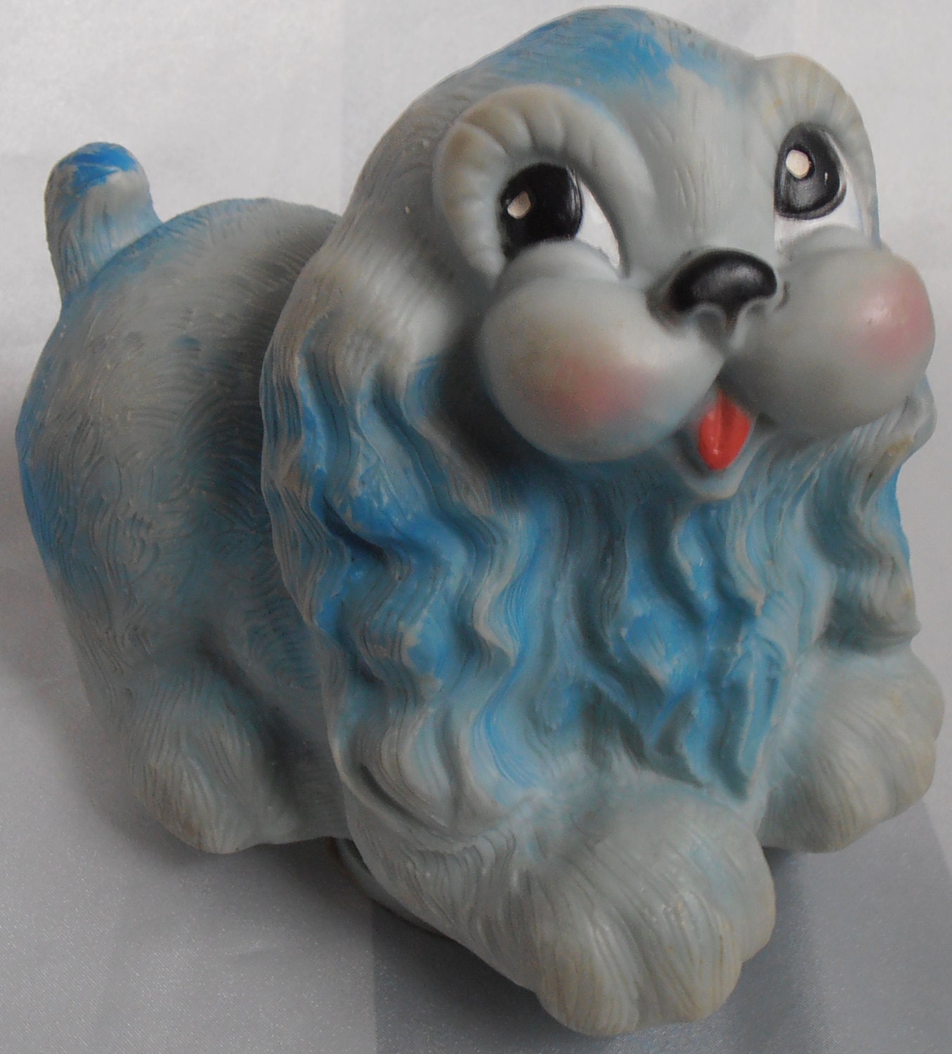 1960 Vintage Ideal Company Rubber Squeak Baby Toy Blue Dog