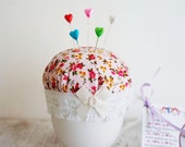 Teacup pincushion, handmade pin cushion, novelty pincushion