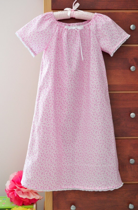 Girl's Cotton Peasant Nightgown/ Nightdress MADE by RoseAndRuffle